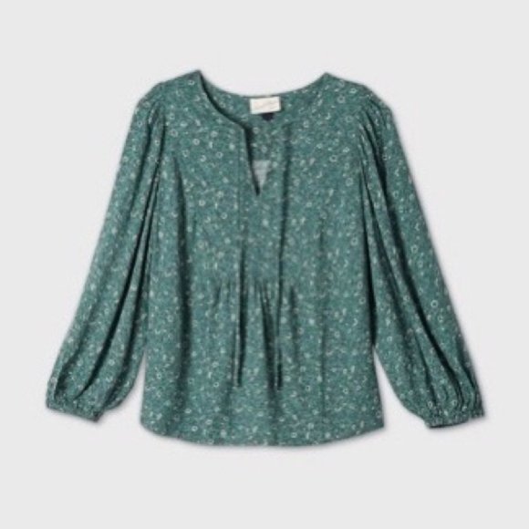 Universal Thread Tops - Universal Thread Long Sleeve Tie-Front Peasant Top